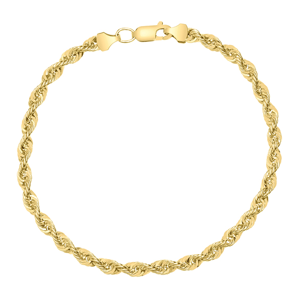 14K Yellow Gold Filled 6MM Rope Chain Bracelet with Lobster Clasp